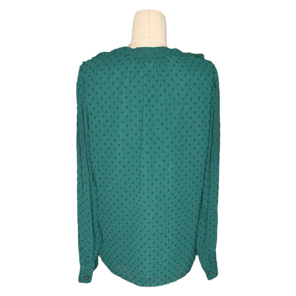 J. Crew Teal Ruffle V-Neck Blouse
